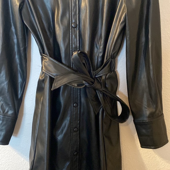 Black Tape snap button down faux leather dress size XS - Picture 2 of 7